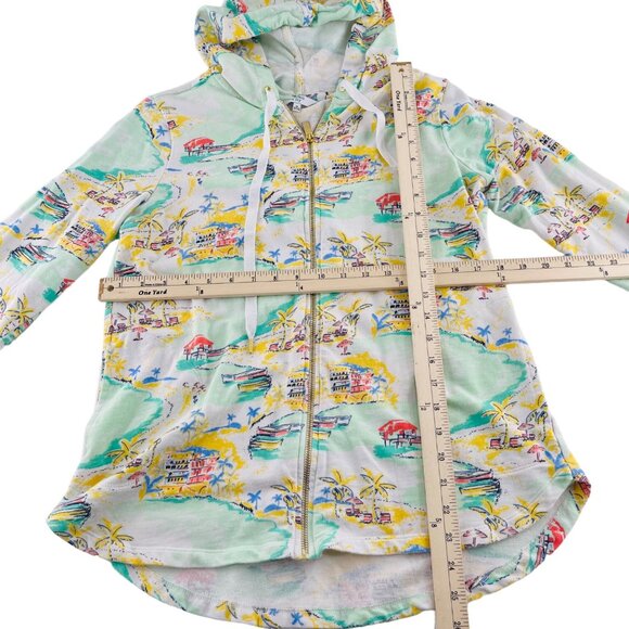 Crown & Ivy Womens Tropical Print Zip-Up Hoodie Jacket Medium Cotton/Polyester - Picture 4 of 6